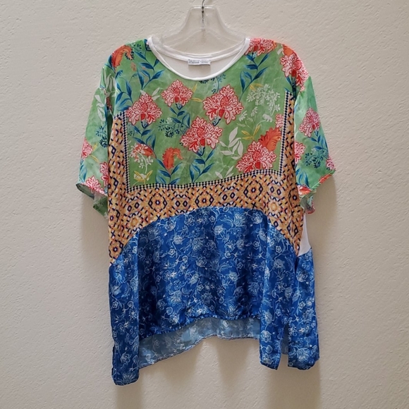 Zara Basic Boho Flowy High Low Top - Picture 1 of 3
